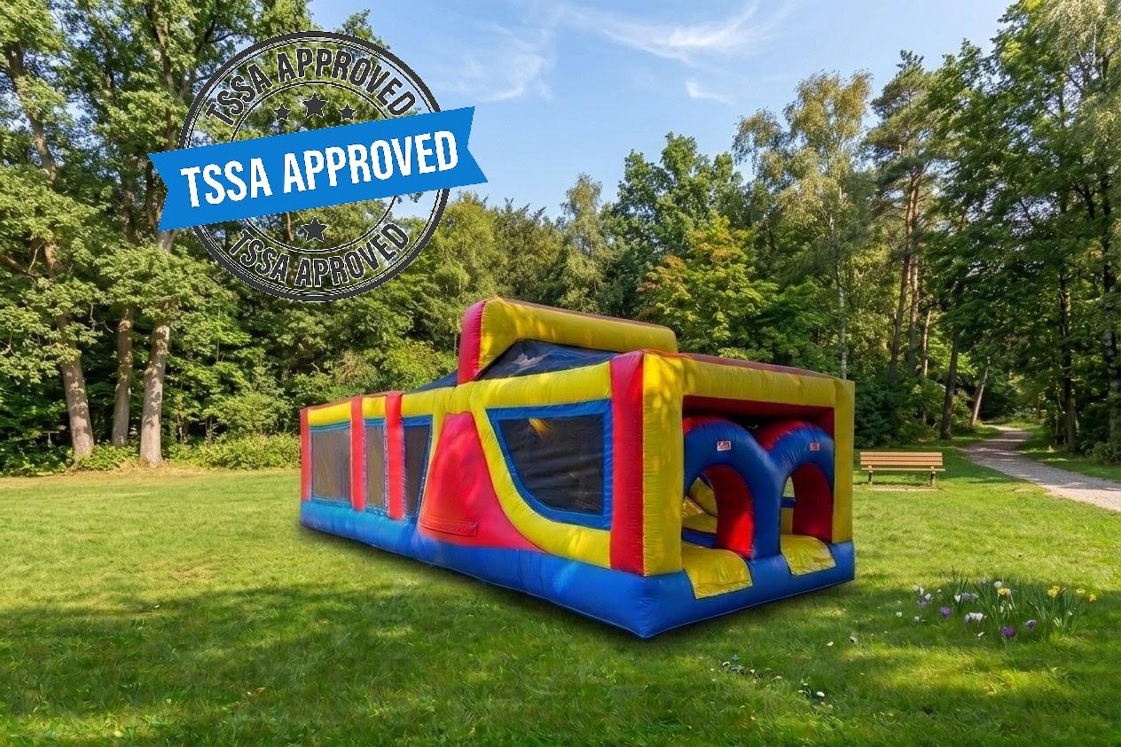 30 foot TSSA approved inflatable obstacle course rental Ottawa Ontario for school events birthdays and festivals