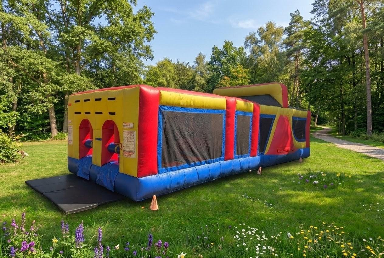 30ft obstacle course inflatable bouncer rental Gatineau Quebec and Ottawa Ontario for kids parties and public events