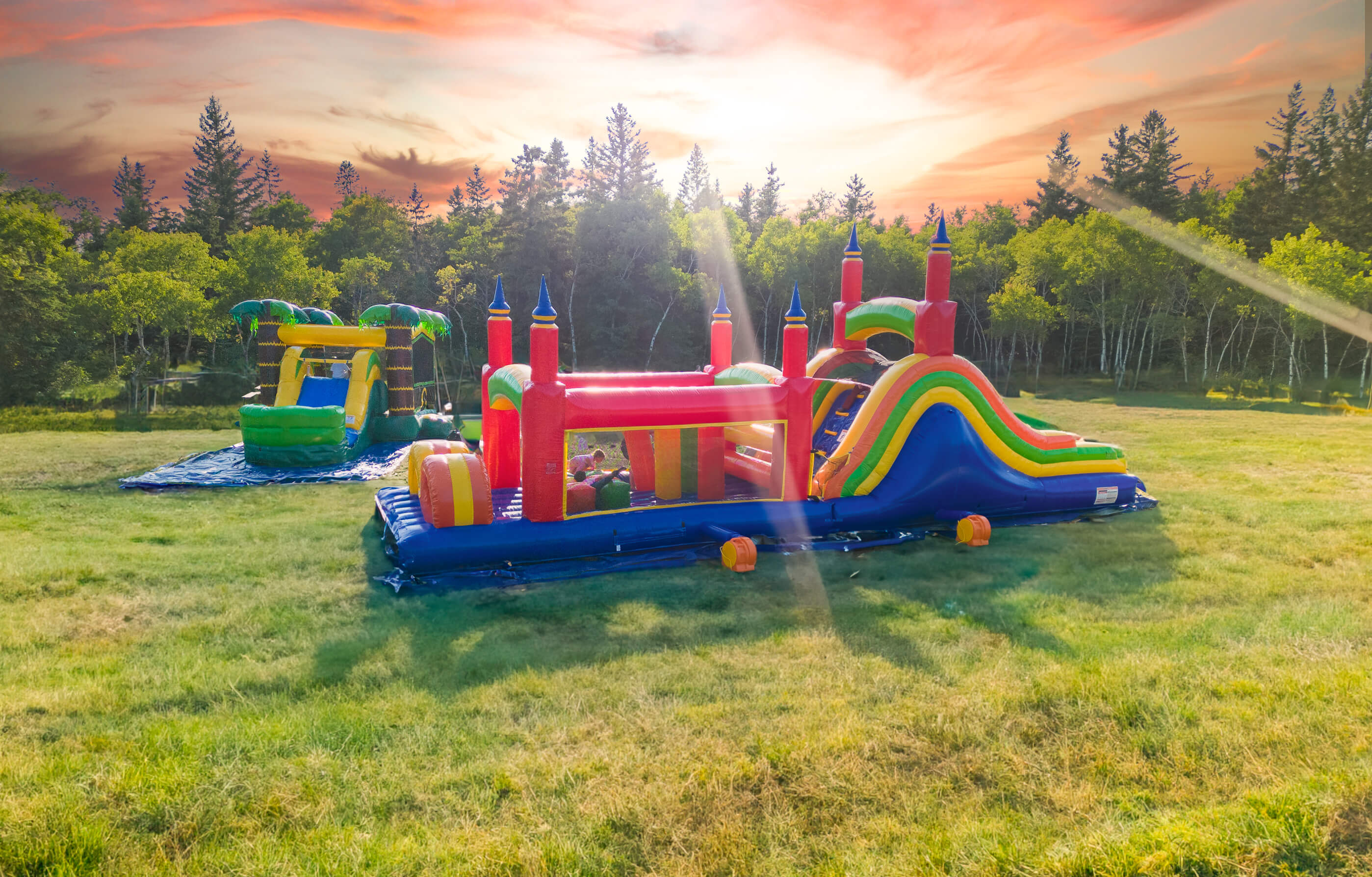 40' Rainbow Mega Obstacle Course Bouncy Castle party rentals Ottawa Ontario and Gatineau Quebec