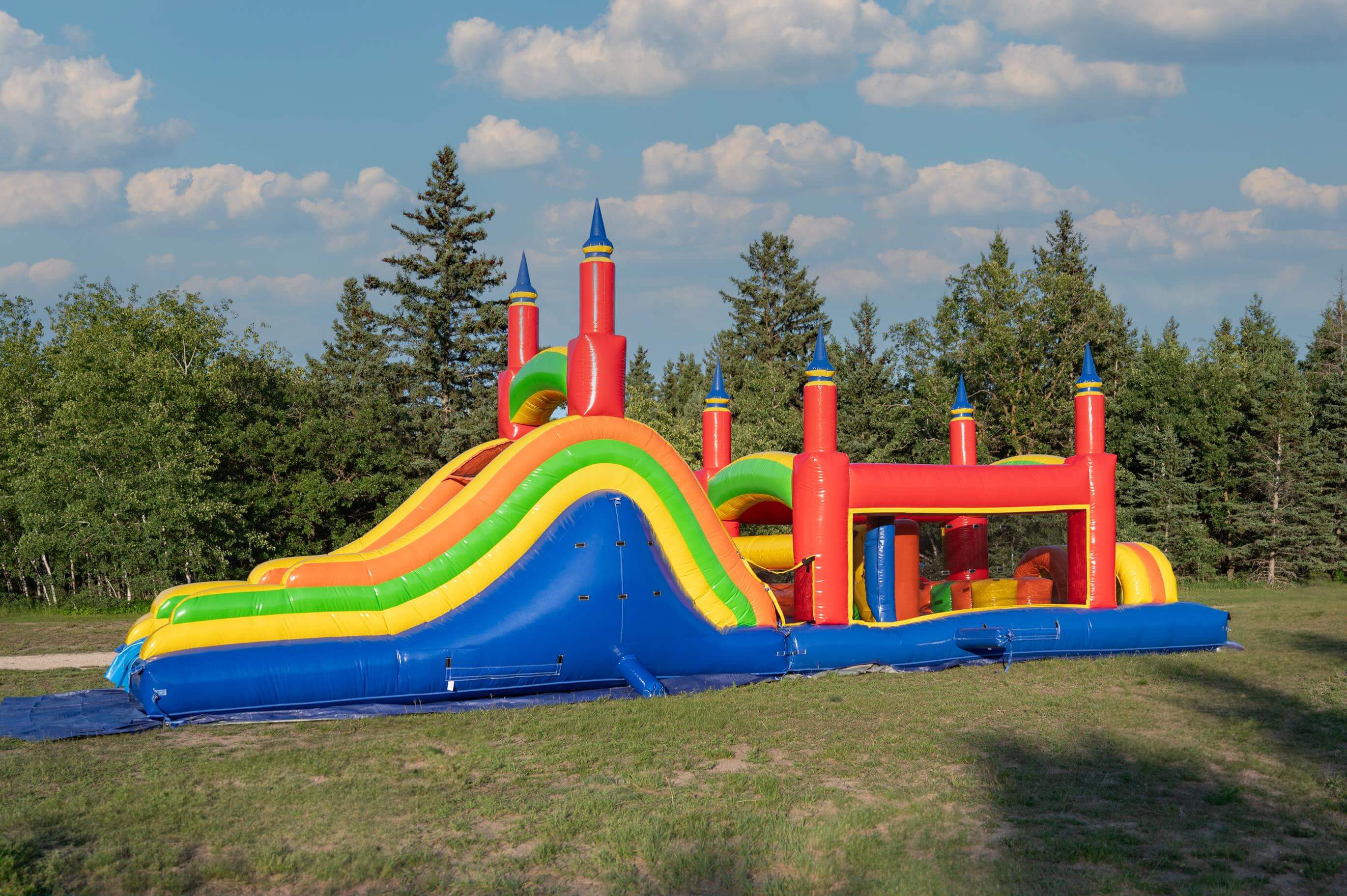 40' Rainbow Mega Obstacle Course Bouncy Castle party rentals Ottawa Ontario and Gatineau Quebec