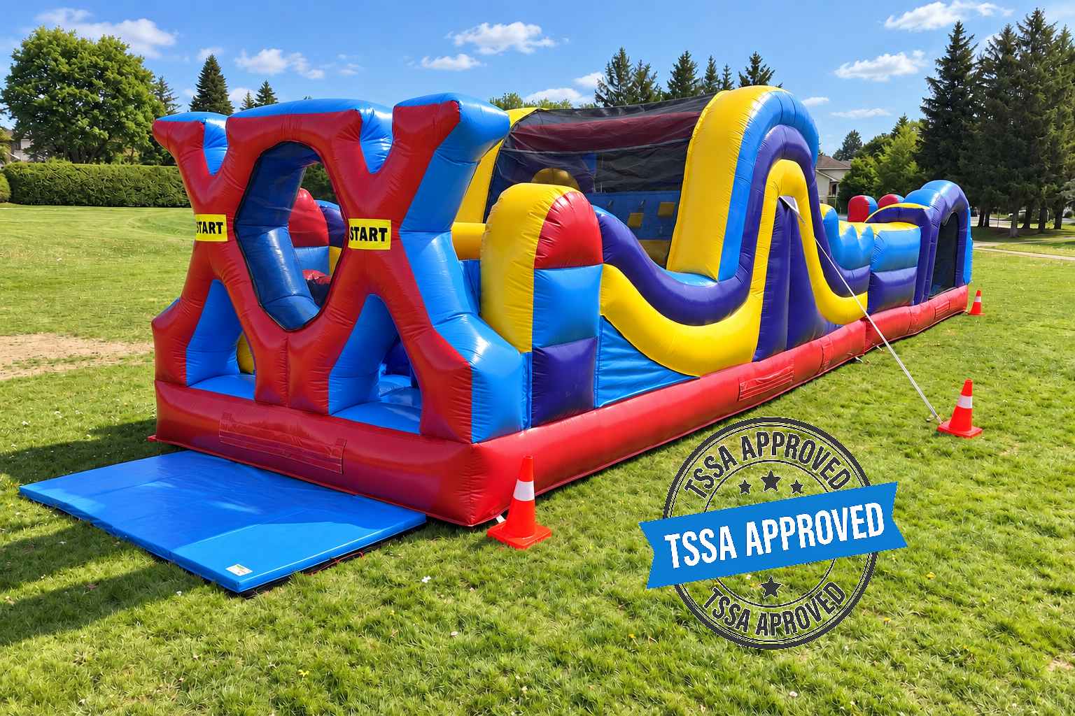 46ft Extreme X TSSA approved inflatable obstacle course rental for public events in Ottawa Ontario
