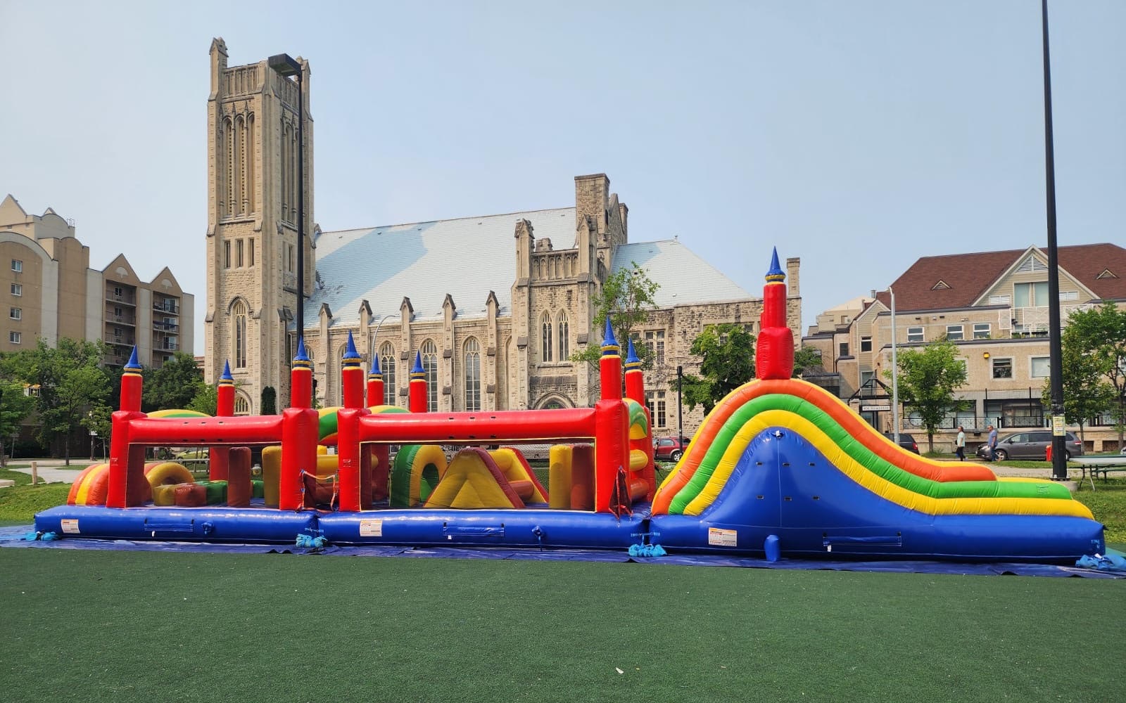 60' Rainbow Titan Obstacle Course Bouncy Castle party rentals Ottawa Ontario and Gatineau Quebec