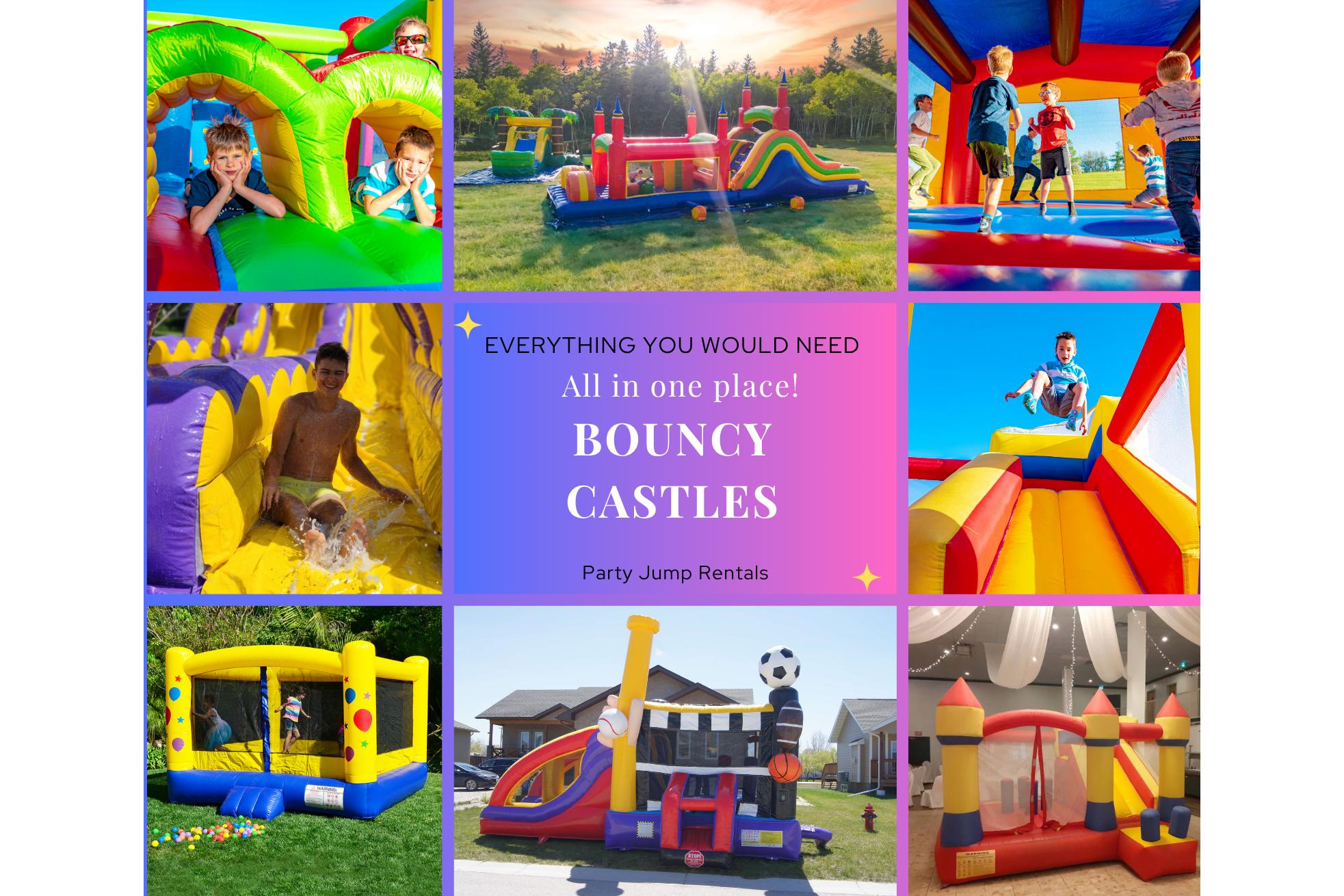Bouncers Bouncy Castles Bounce Houses Obstacle Courses Waterslides Slides Combo Inflatable Playgrounds Toddler Bouncers Rentals for rent Winnipeg Manitoba