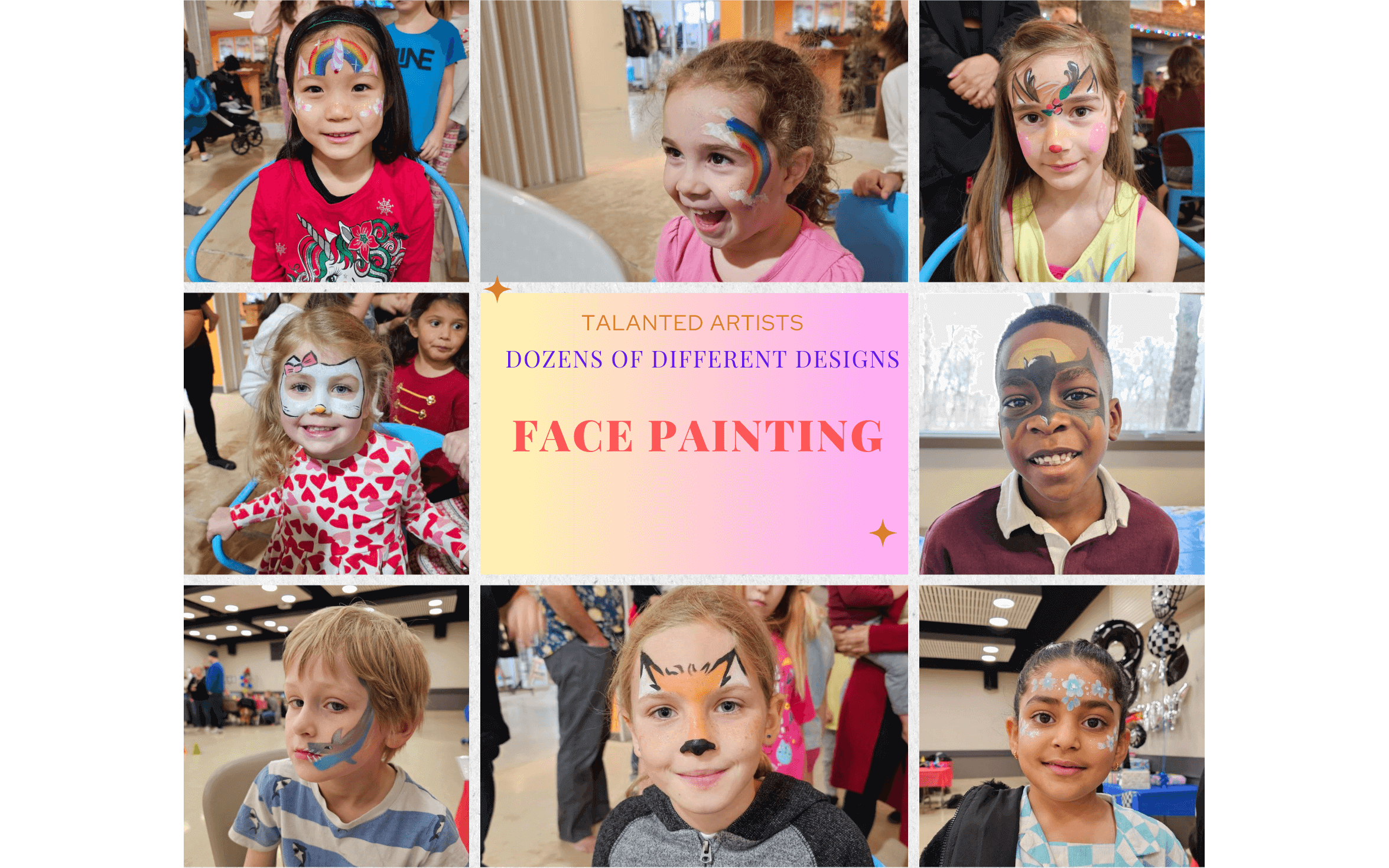 Face painting Ottawa Ontario and Gatineau Quebec Paty staff rentals