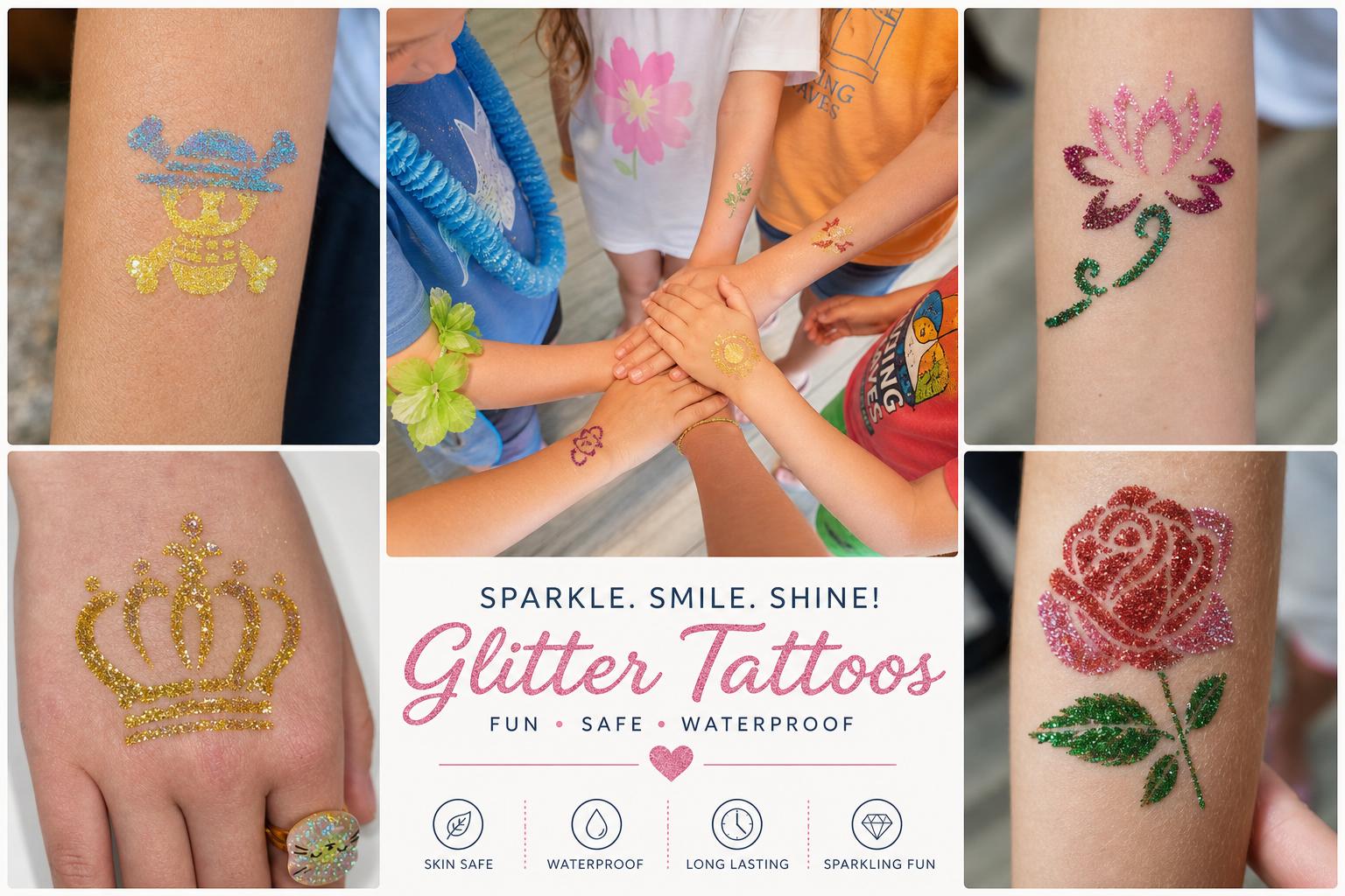 Glitter tattoo artist service in Ottawa Ontario for birthdays schools festivals fundraisers daycares and family events