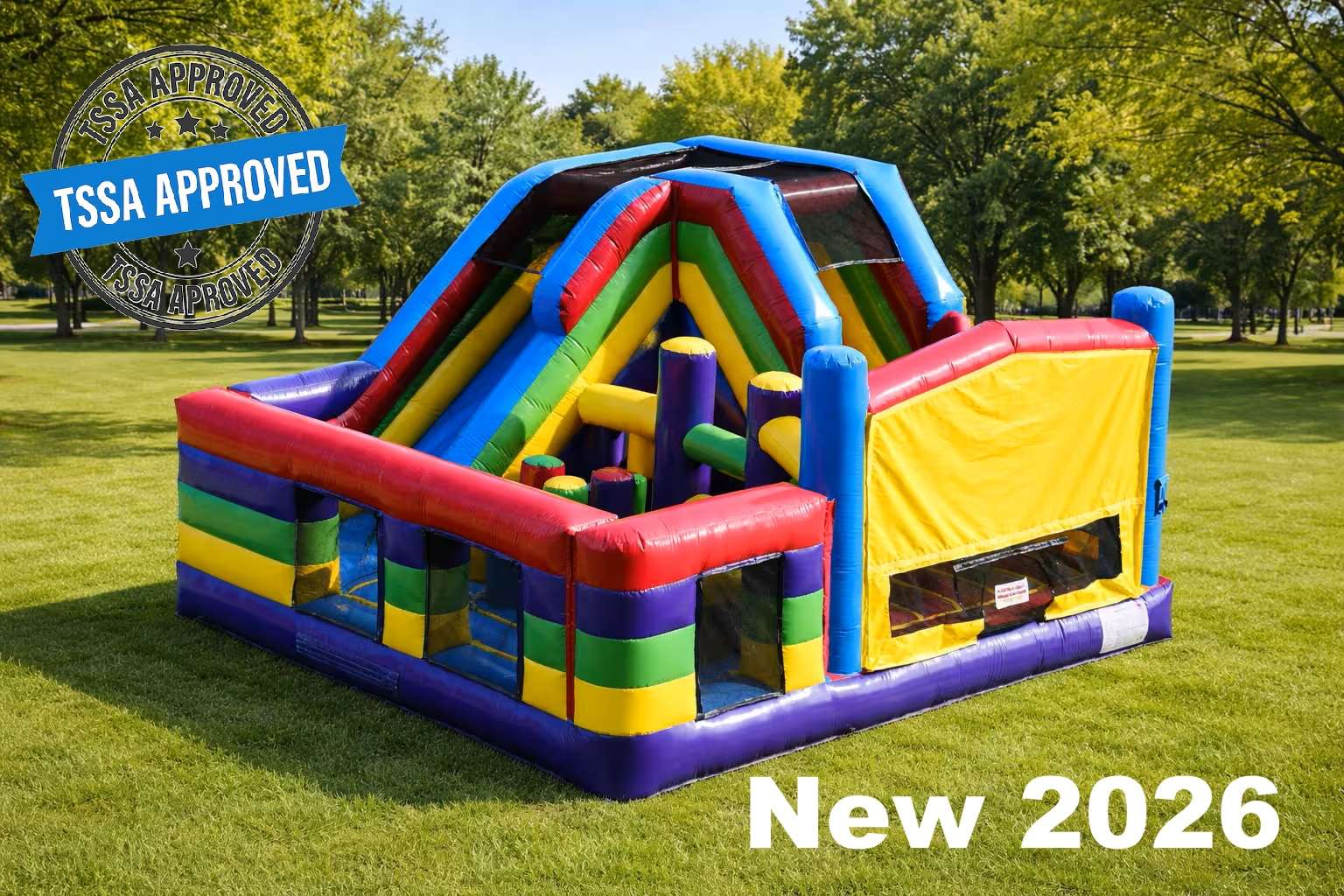 Multi-Challenge obstacle combo inflatable rental in Ottawa Ontario, TSSA approved