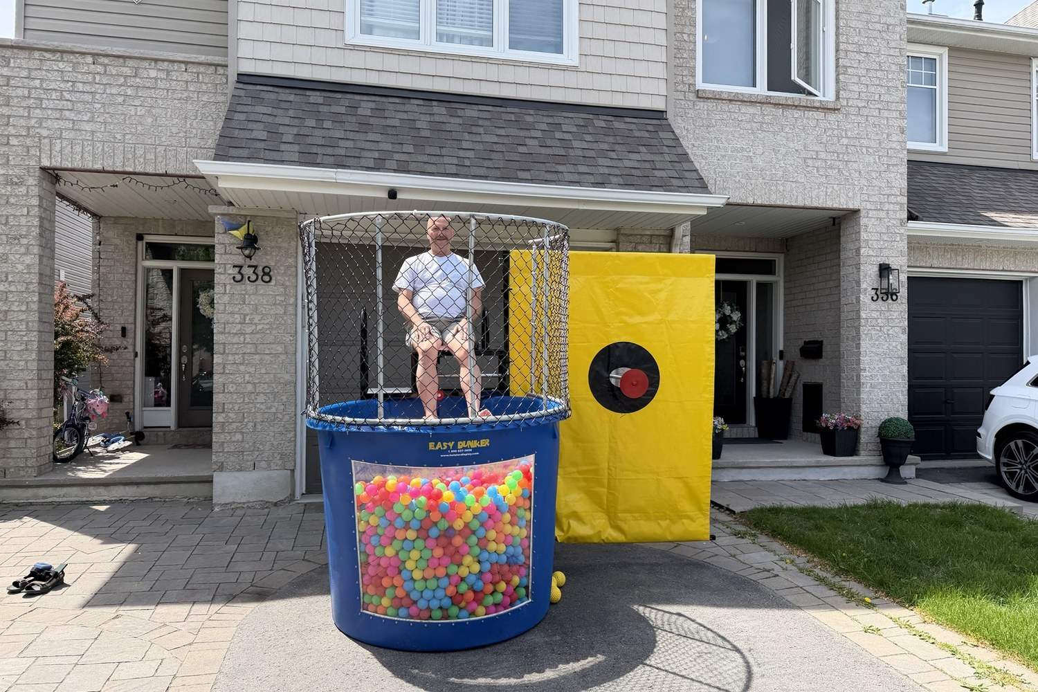 Party Jump Rentals dry dunk tank with pit balls setup in Ottawa Ontario