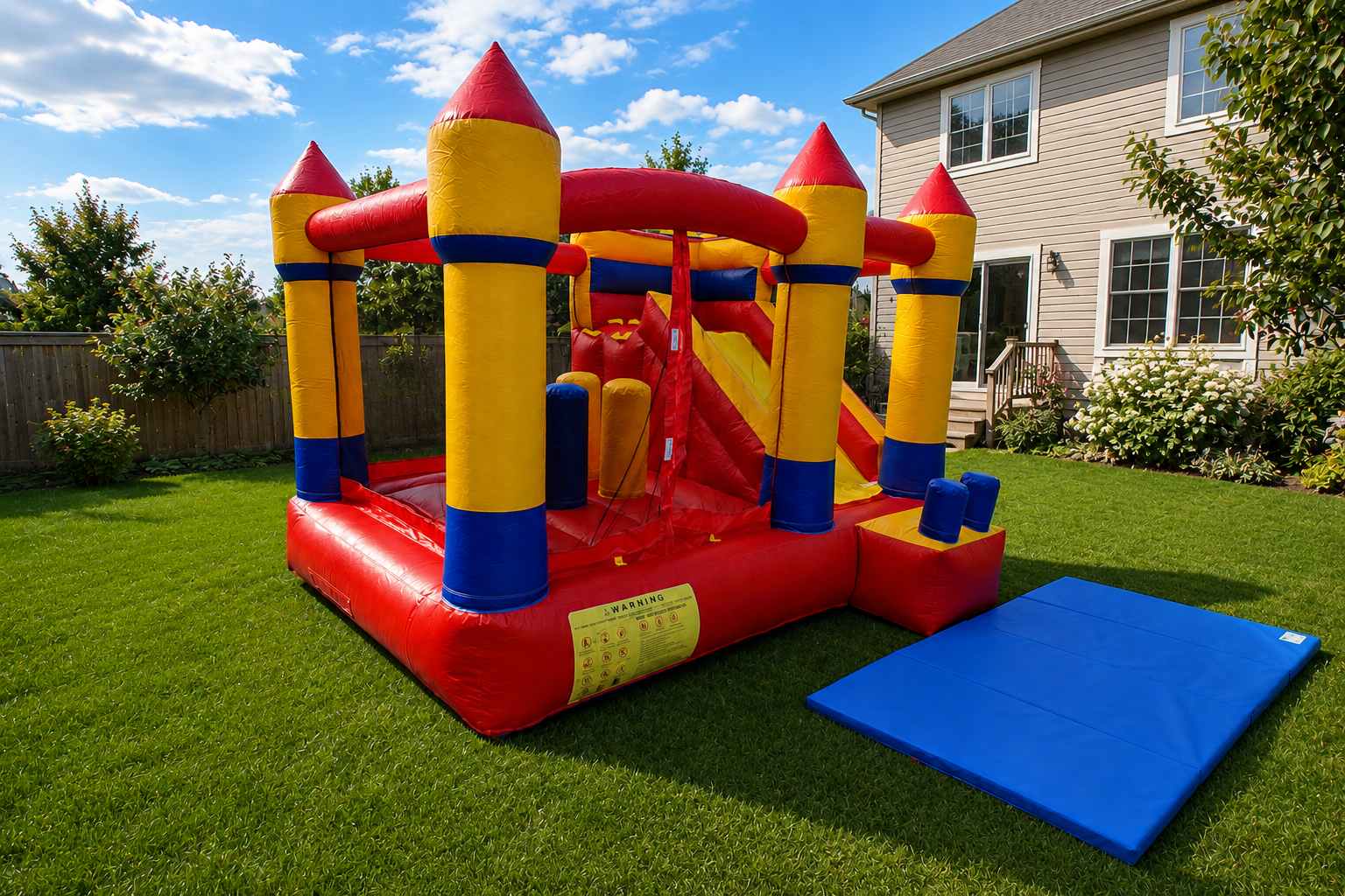 Compact Jump and Slide inflatable rental for private backyard parties in Ottawa